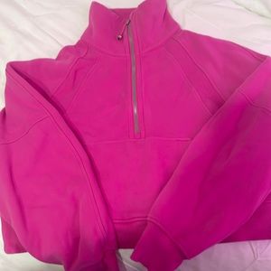 sonic pink lululemon scuba oversized funnel-neck half zip